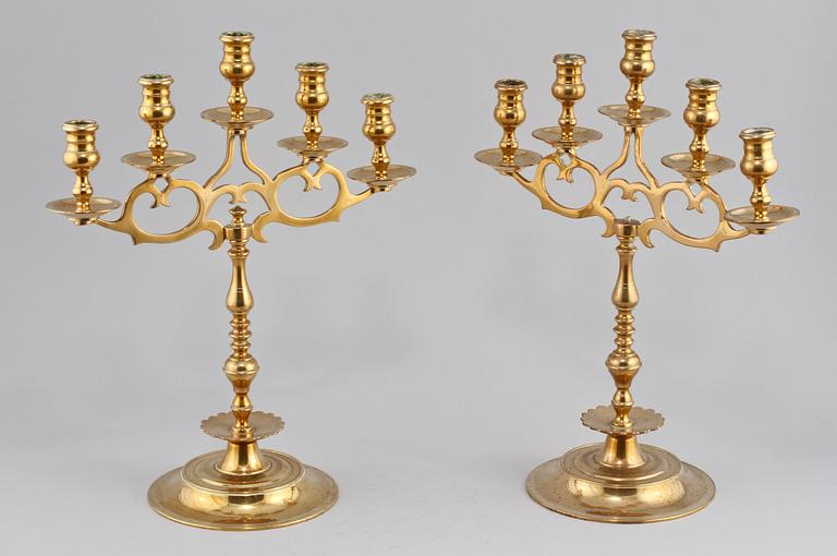 KANDELABRAR, ett par, jugendstil, 1900-tal.