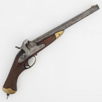 A Swedish rifled percussion pistol 1850 pattern.