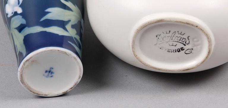 PARTI KERAMIK, 3 delar, porslin resp fajans, bla Rörstrand och Porsgrunn.