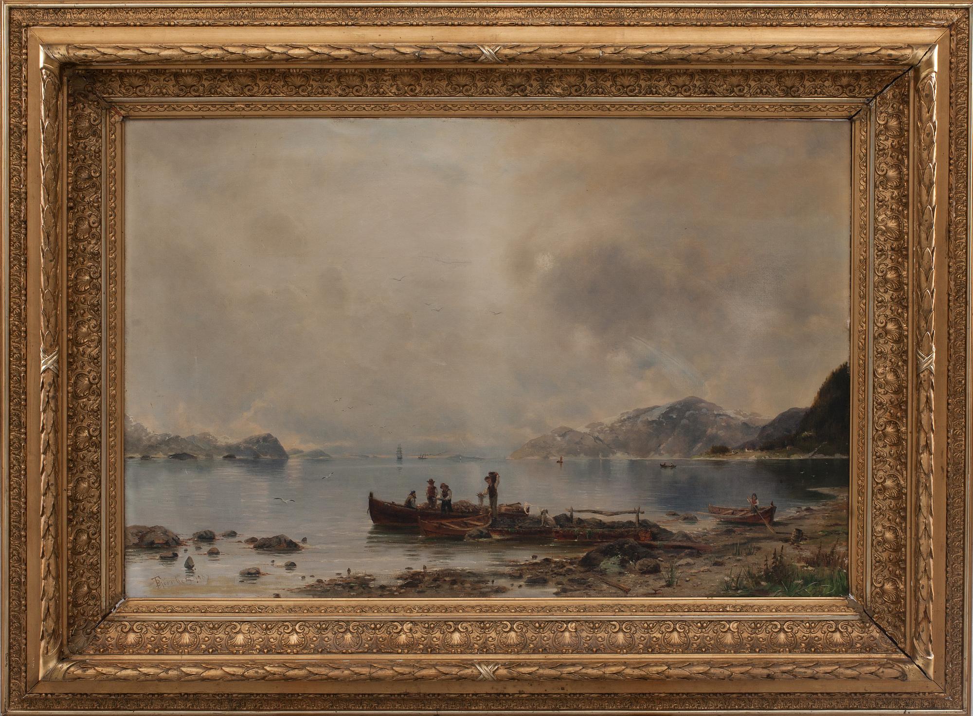 OKÄND KONSTNÄR, oljemålning på duk, signerad T Björnberg 1889.