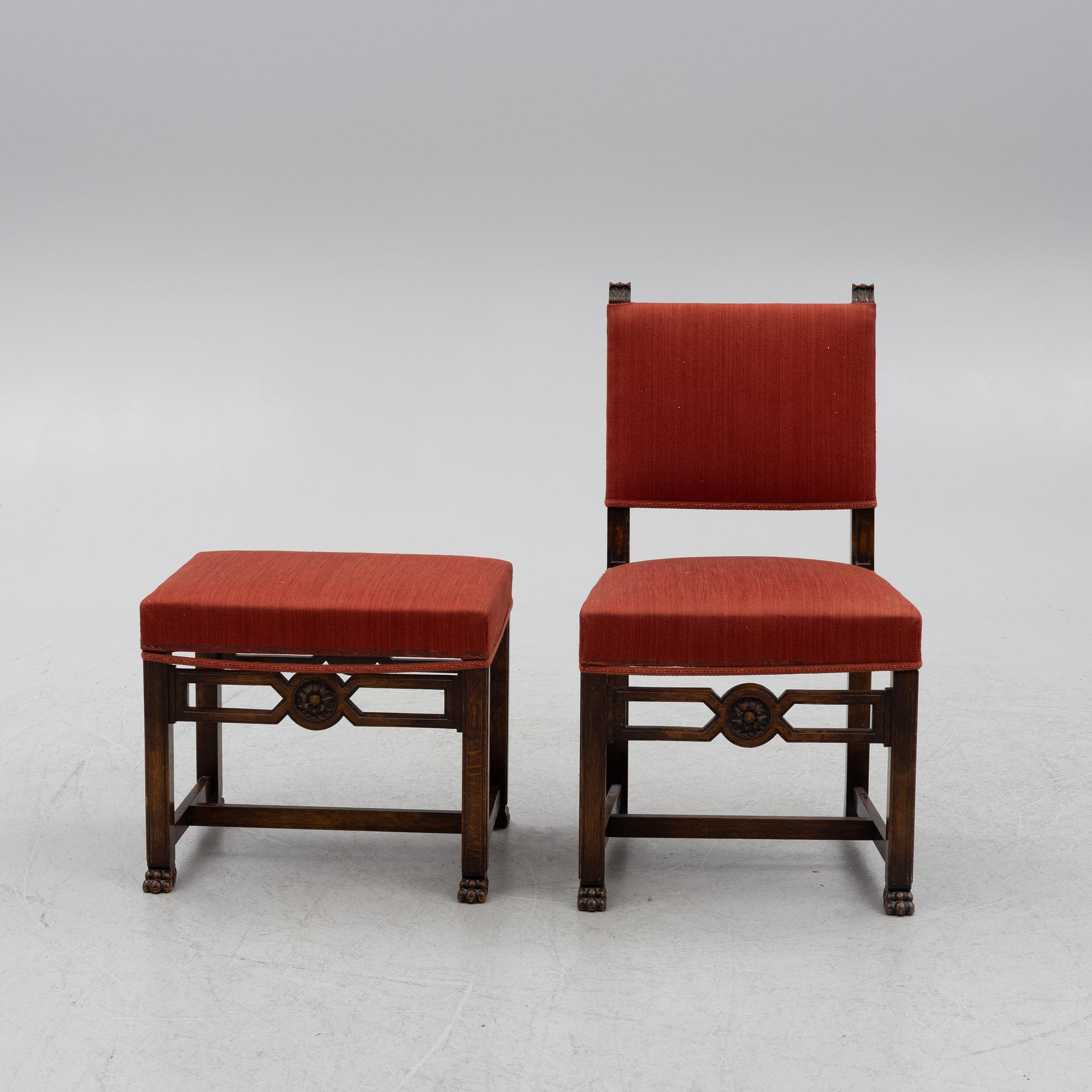 Side table, and chair as well as a stool, Swedish grace, 1920s/30s.