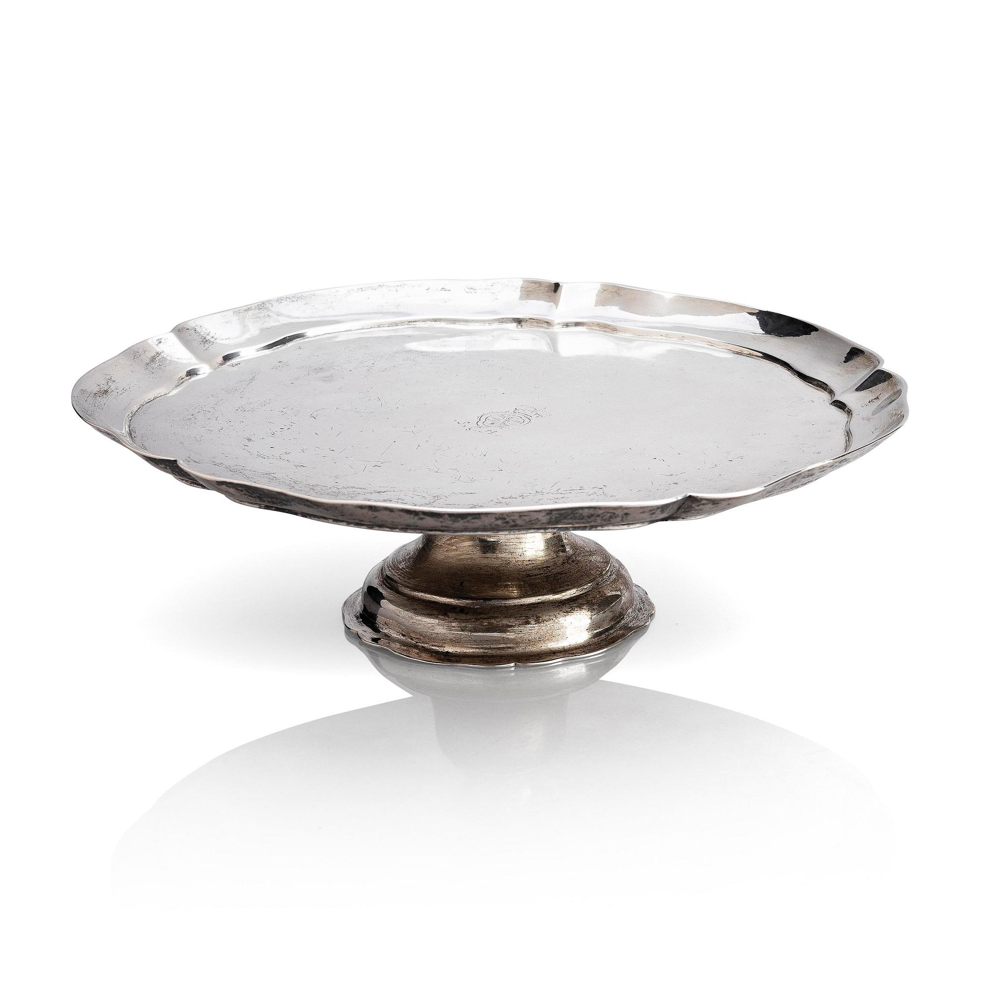 An 18th century silver tazza, mark of Johann Martin I Satzger, Augsburg 1747-1749.