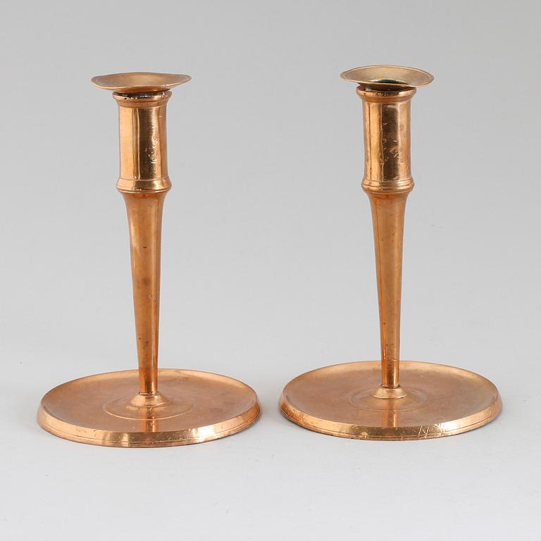 LJUSSTAKAR, 1 par, mässing, 1700-/1800-tal.