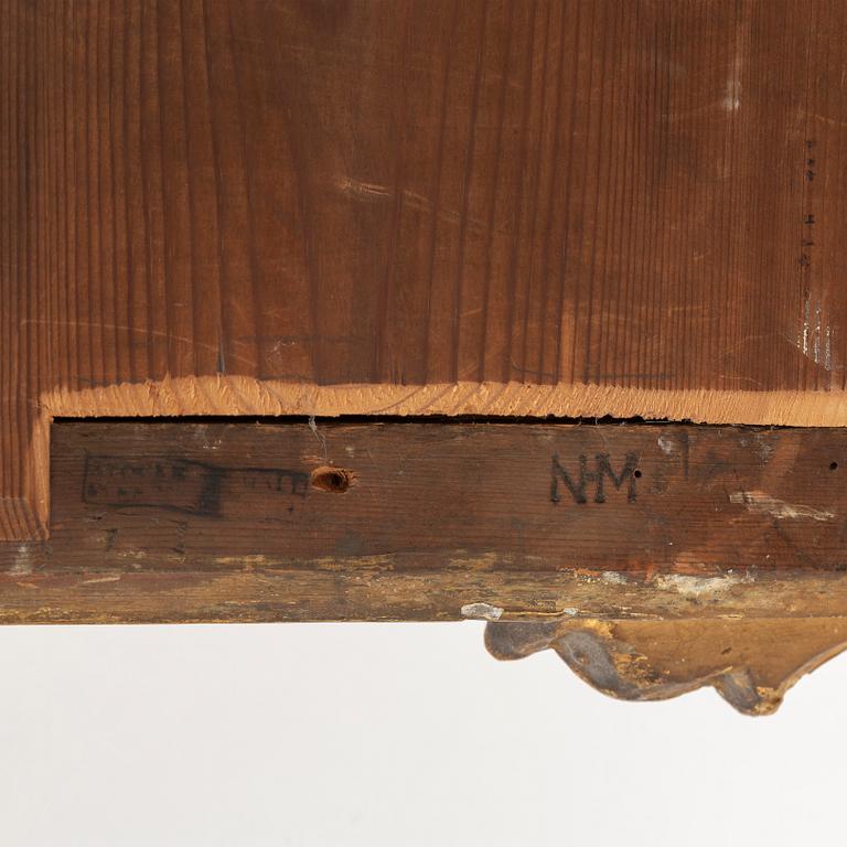 A Rococo mirror by Niclas Meunier, (Stockholm 1754-1797).