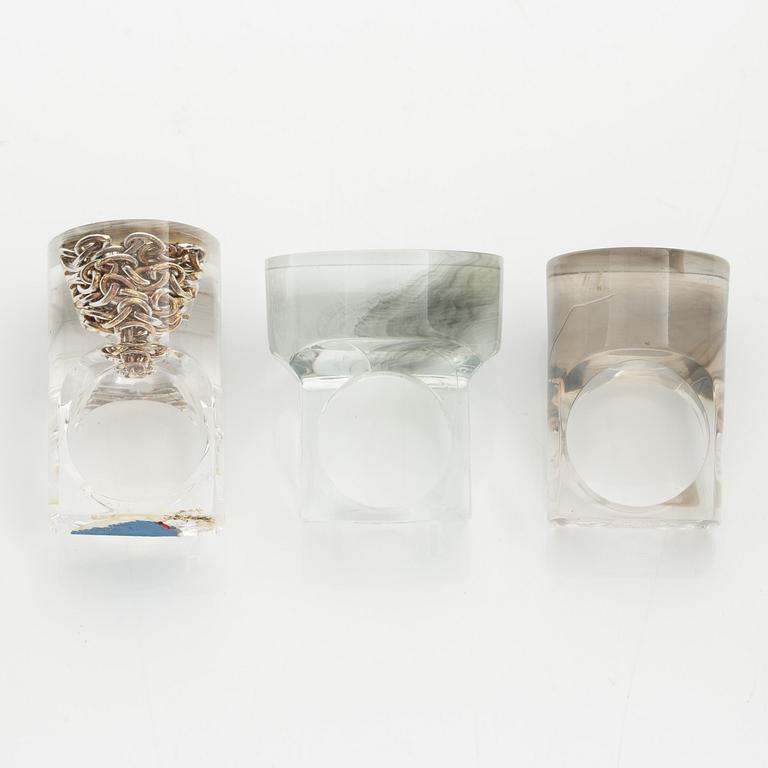 Siv Lagerström, three rings, acrylic plastic, 1970s.