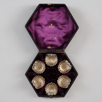 SALTKAR, 6 st silver London, 1863. Totalvikt 200 gr.