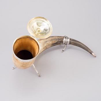 DRINKING HORN,  CW Troselius, Sthlm, 1831.