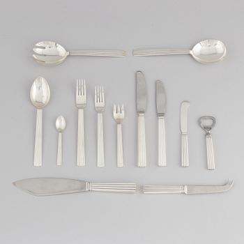 Sigvard Bernadotte, a sterling silver cutlery, 'Bernadotte', Georg Jensen, Denmark 1945-1977 (82 pieces).