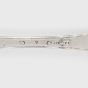 Ten silver dinner spoons, Sweden, 19th century.