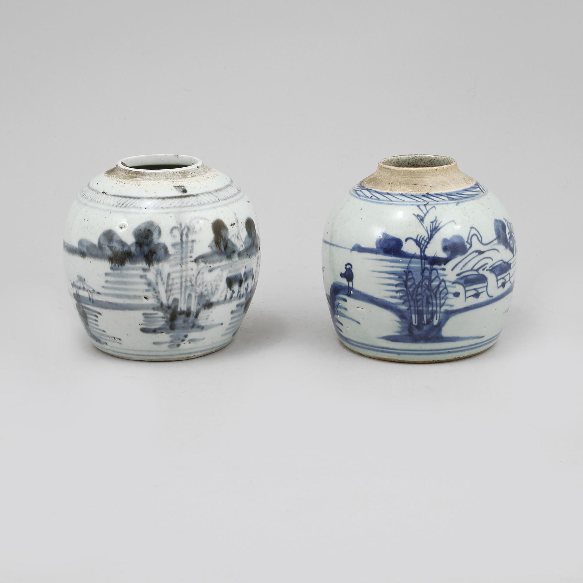 BOJANER, 2 st, porslin, Kina, 1800-tal.
