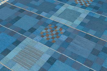 Ingrid Dessau, a carpet, "Blå rutor", flat weave, ca 413,5 x 289 cm, signed MHF ID.