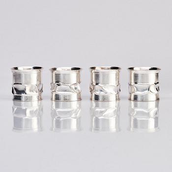 Rolf Karlsson, a Swedish sterling silver winecooler and four beakers, Enköping 1988-1991.