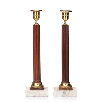 A pair of late Gustavian late 18th century candlesticks.