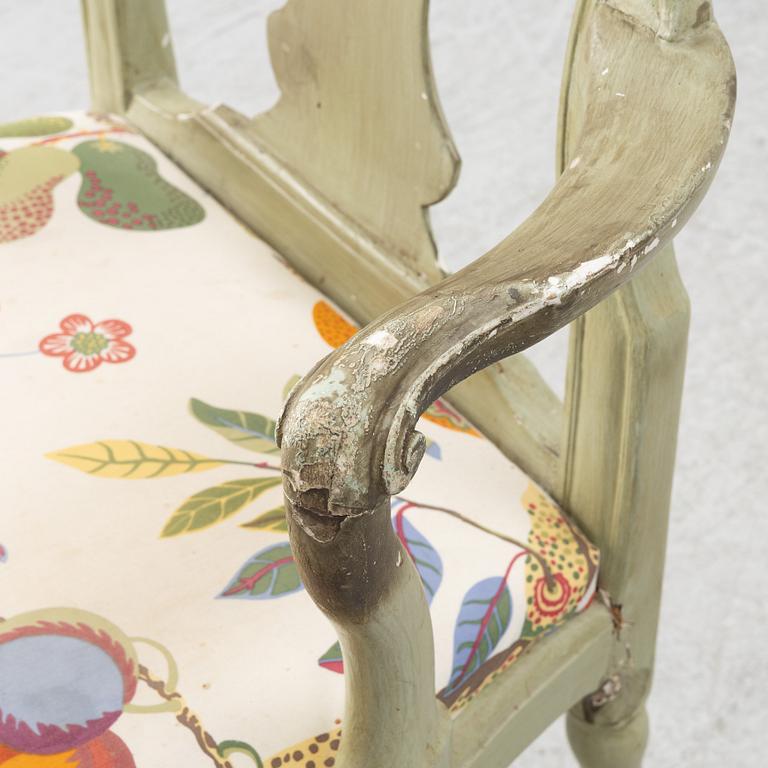 A Swedish rococo armchair, Stockholm, later part 18th century.