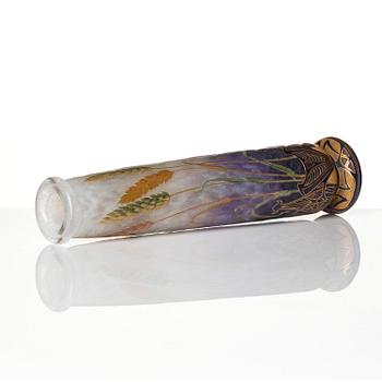 Daum Frères, an Art Nouveau gilt and enamelled cameo glass vase, Nancy, France.