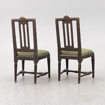 Stolar, ett par, Stockholmsarbeten, av Johan Hammarström, (mästare i Stockholm 1794-1812).sent 1700-tal, Gustavianska.
