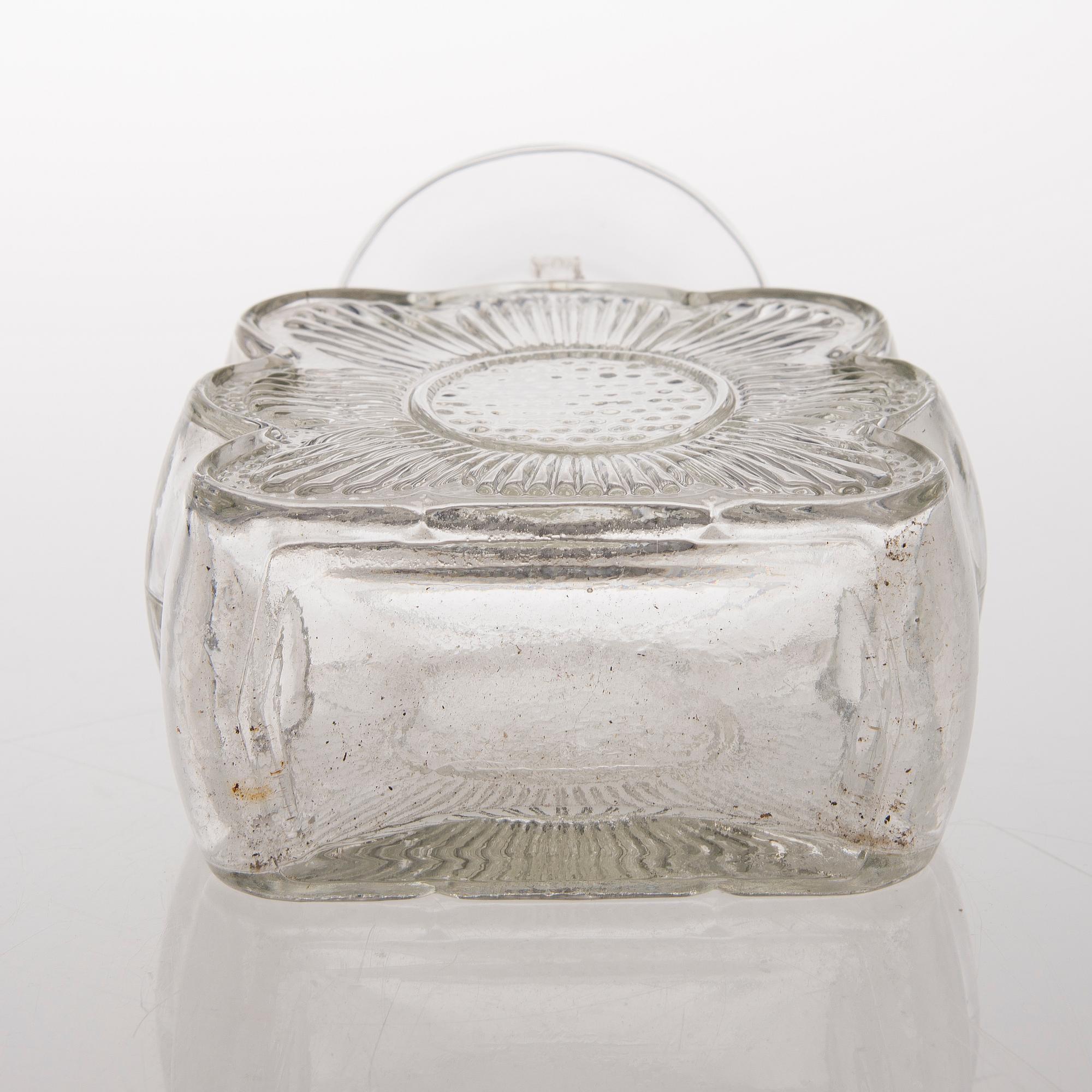 A vas and four candle holders/ vases in glass from Riihimäen Lasi, Finland 1970s.