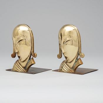 A pair of Carl-Einar Borgström art déco bronze bookends by Ystad Metall, Sweden,