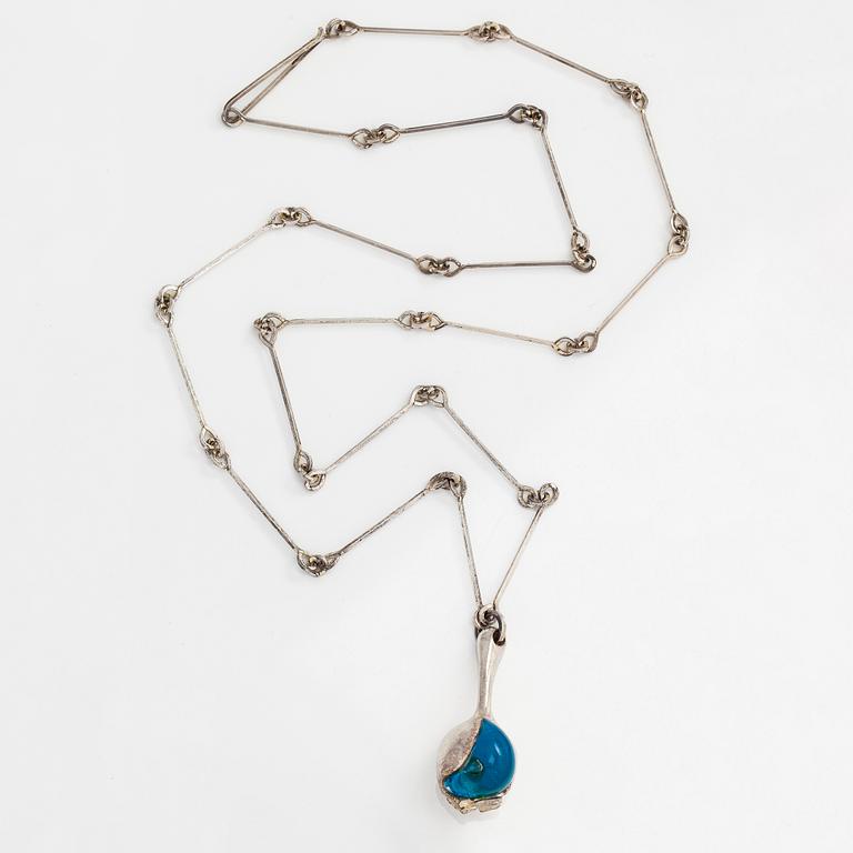 Björn Weckström, halsband, "Nectaris", sterlingsilver och akryl. Lapponia 1974.