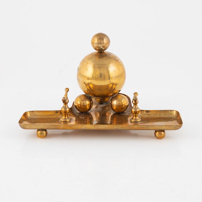 A brass five-piece inkstand suite from Gusum, 20th century.