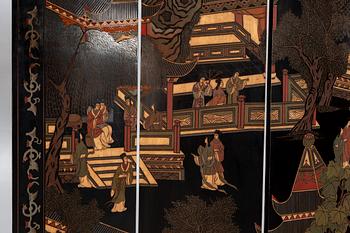 A Japanese painted folding scree later part of the 20th century.