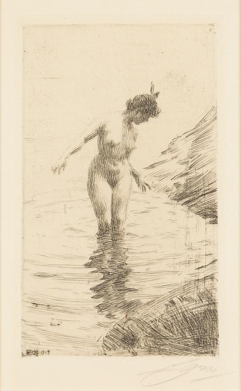 ANDERS ZORN, etchning, 1907, signed.
