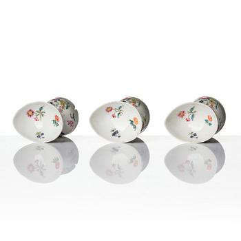A set of six famille rose egg cups, Qing dynasty, 18th century.