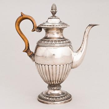 A Swedish Empire Style silver coffee pot, mark of Gustaf Focker, Stockholm, 1834.