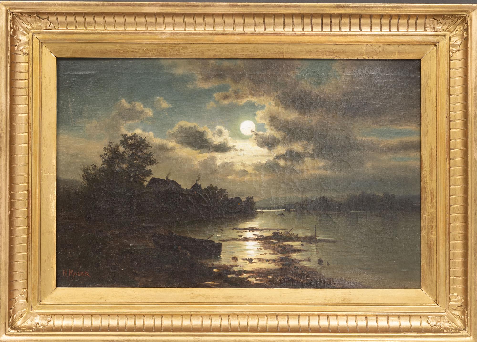 Anton Pick, (H. Moser), Månskenslandskap.