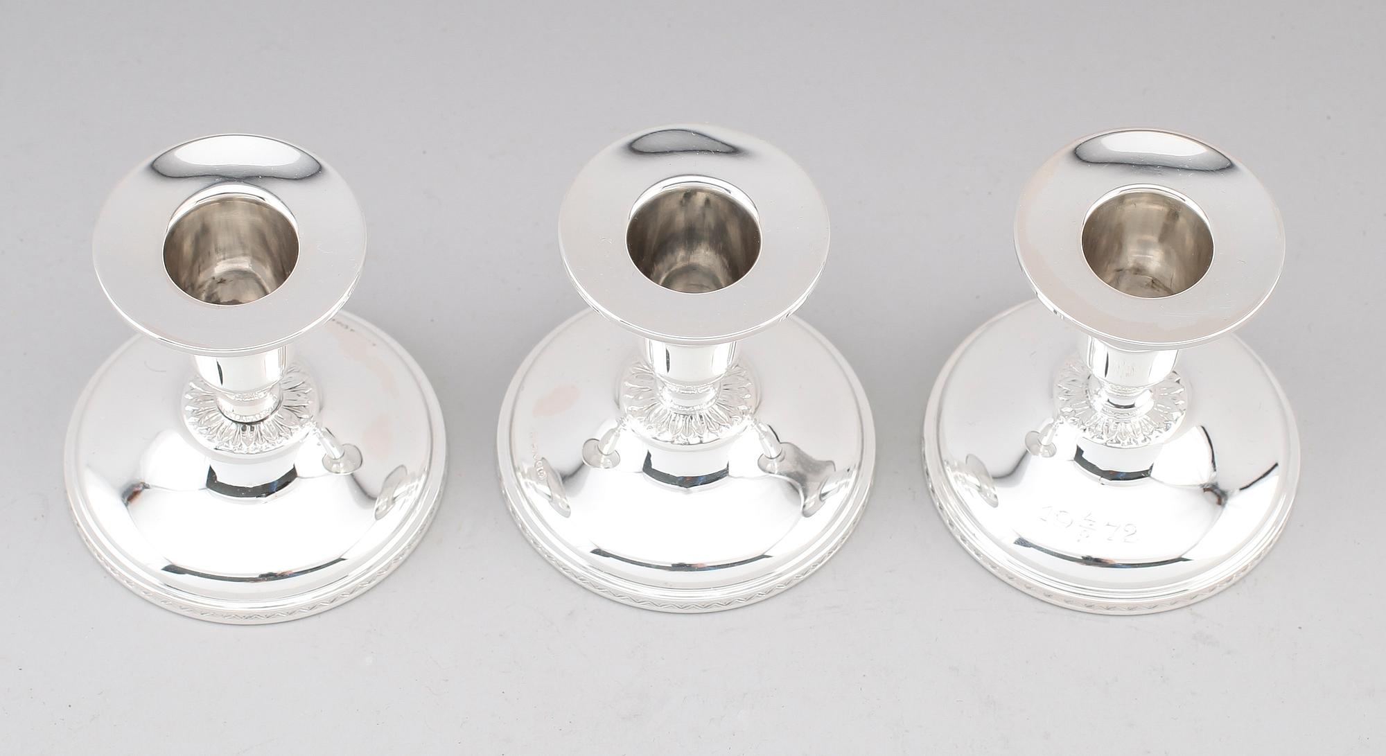 LJUSSTAKAR, 3 st, silver, K & EC, Göteborg 1961 och 1969.