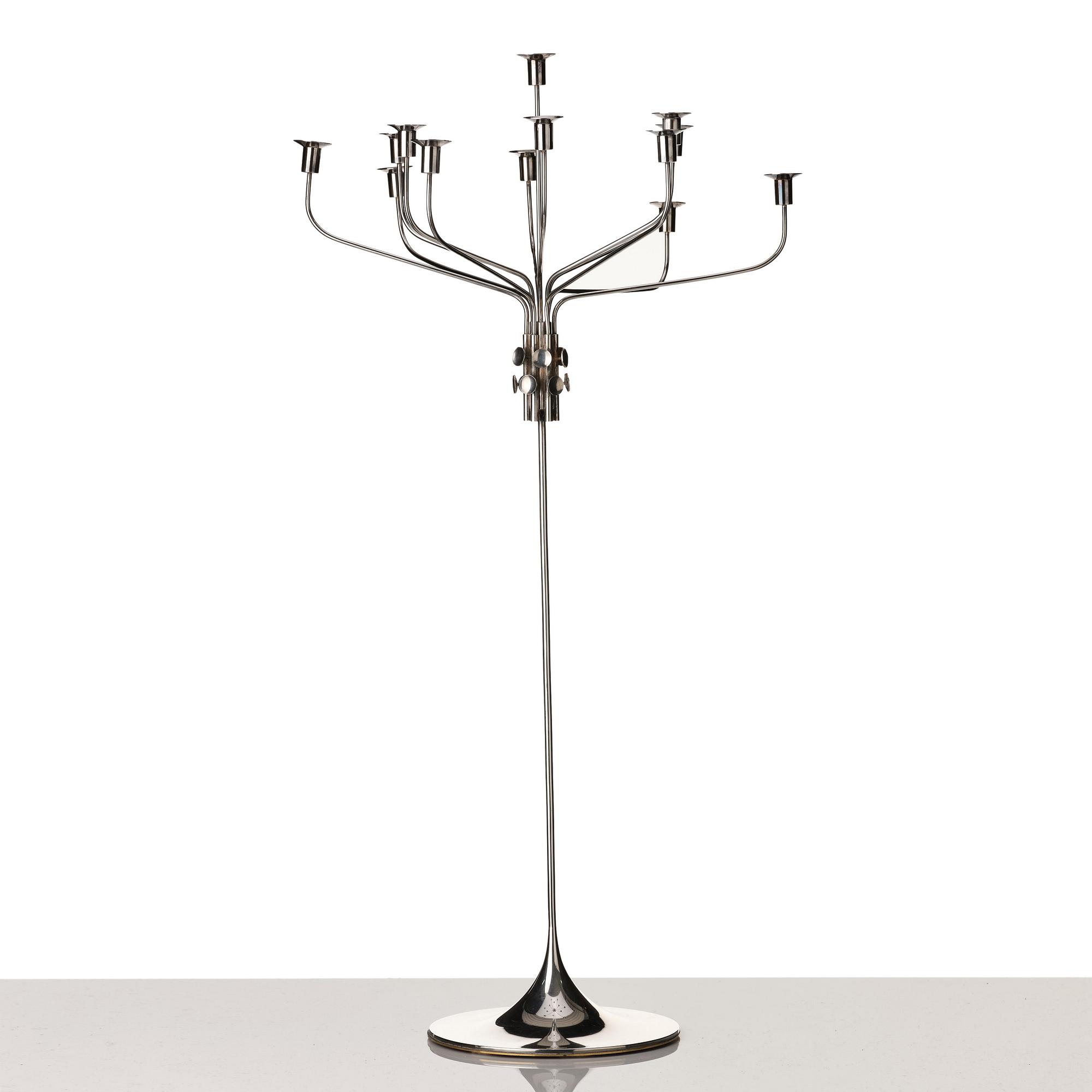 Tapio Wirkkala, a sterling silver thirteen candles candelabrum "TW412", Hopeakeskus OY, Finland 1972.
