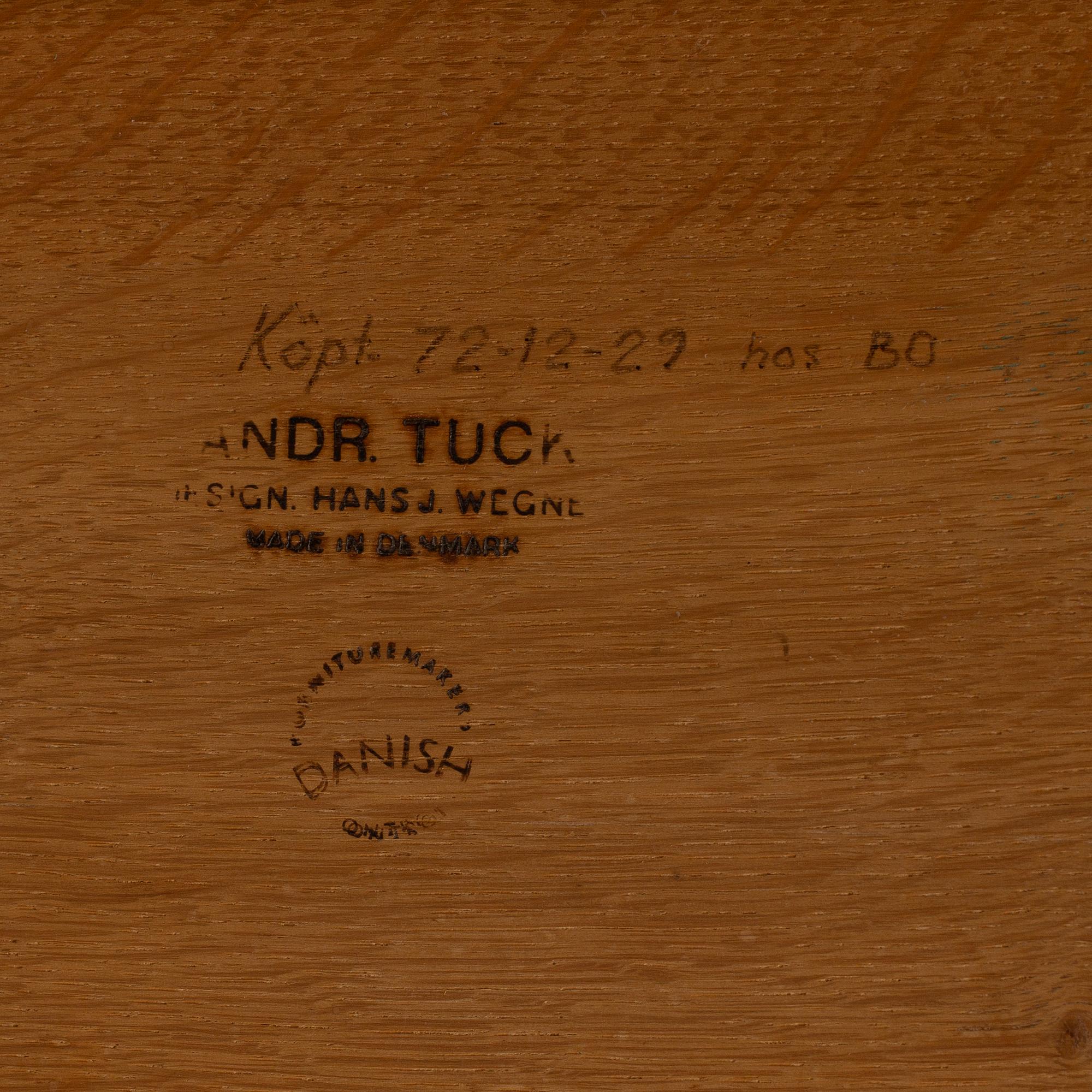 A second half of the 20th century oak coffee table by Hans J Wegner, Andreas Tuck, Denmark.