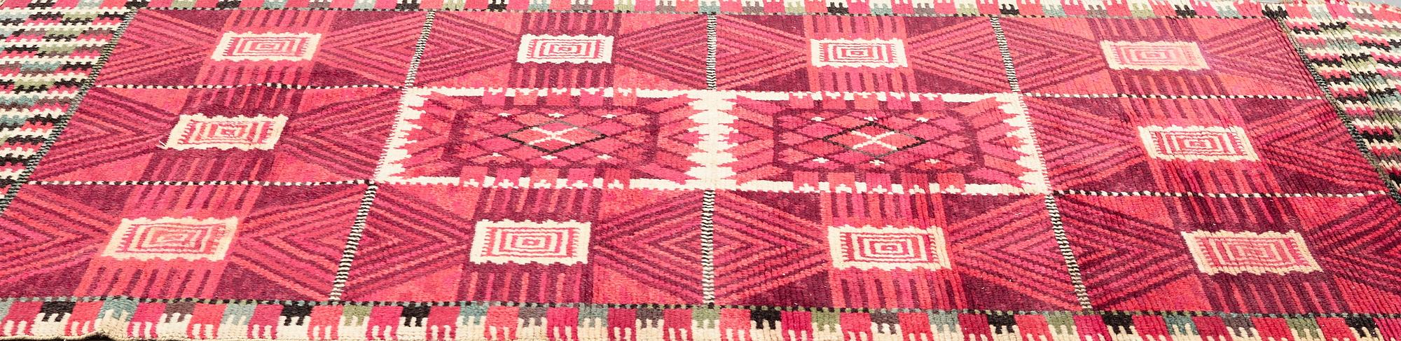 Barbro Nilsson, A CARPET, "Nellicka", knotted pile, ca 228 x 158,5 cm, signed AB MMF BN.