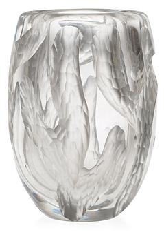 881. A Sven Erik Skawonius cut and blasted glass vase, Kosta, Sweden, 1940's.