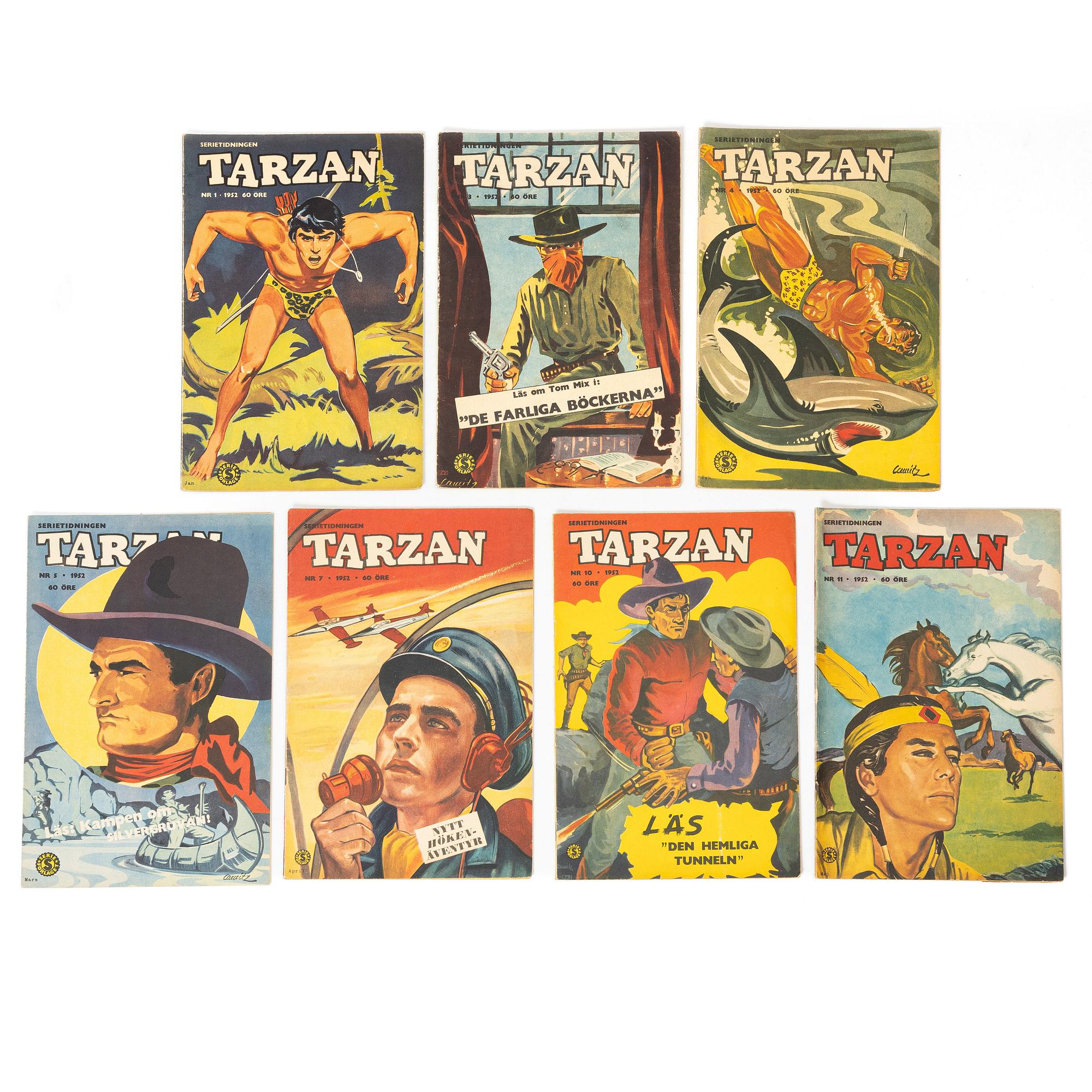 Comic books, 21 pieces, “Tarzan”, 1952.