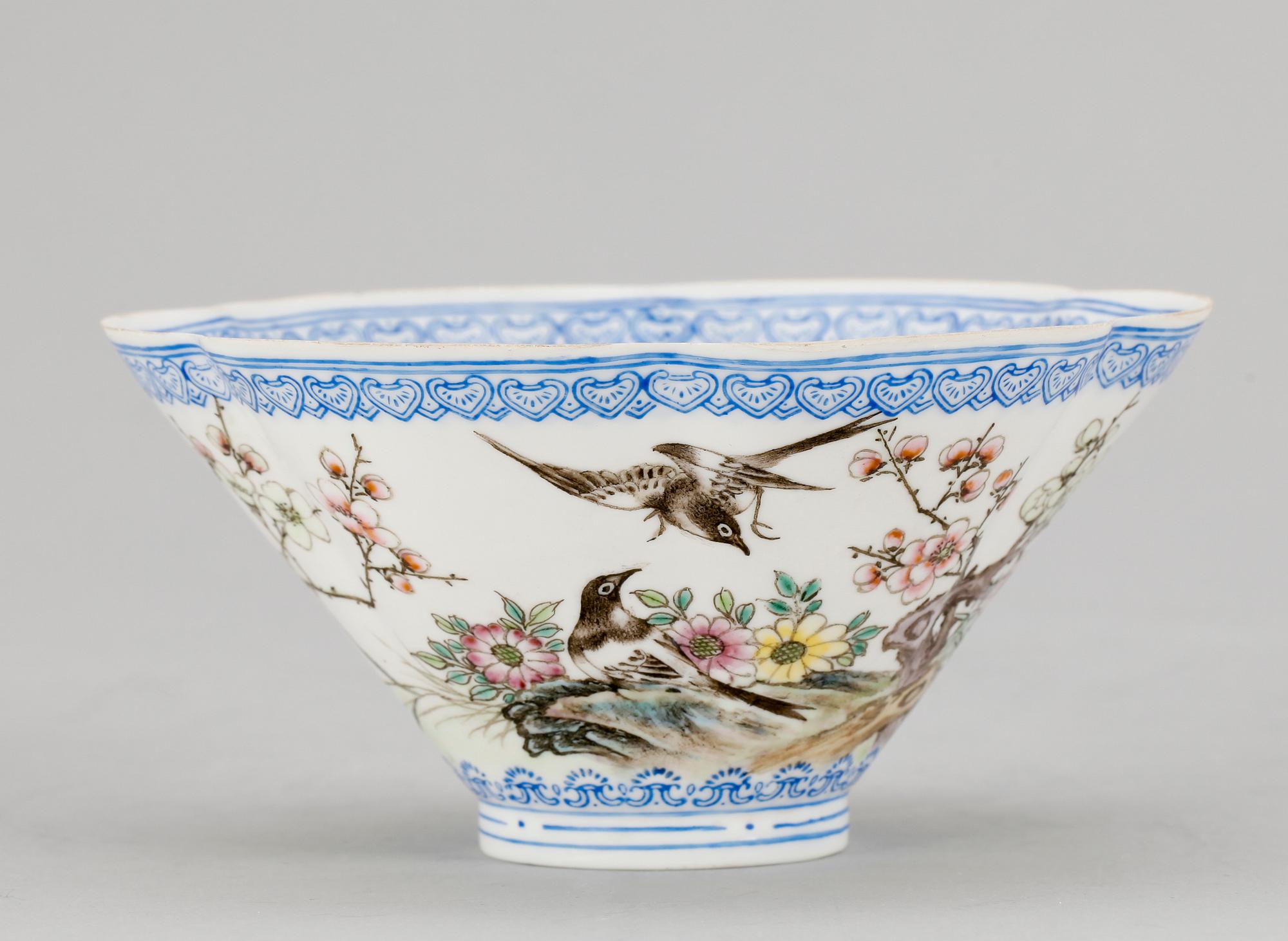 SKÅL, äggskalsporslin, Kina, 1900-tal.