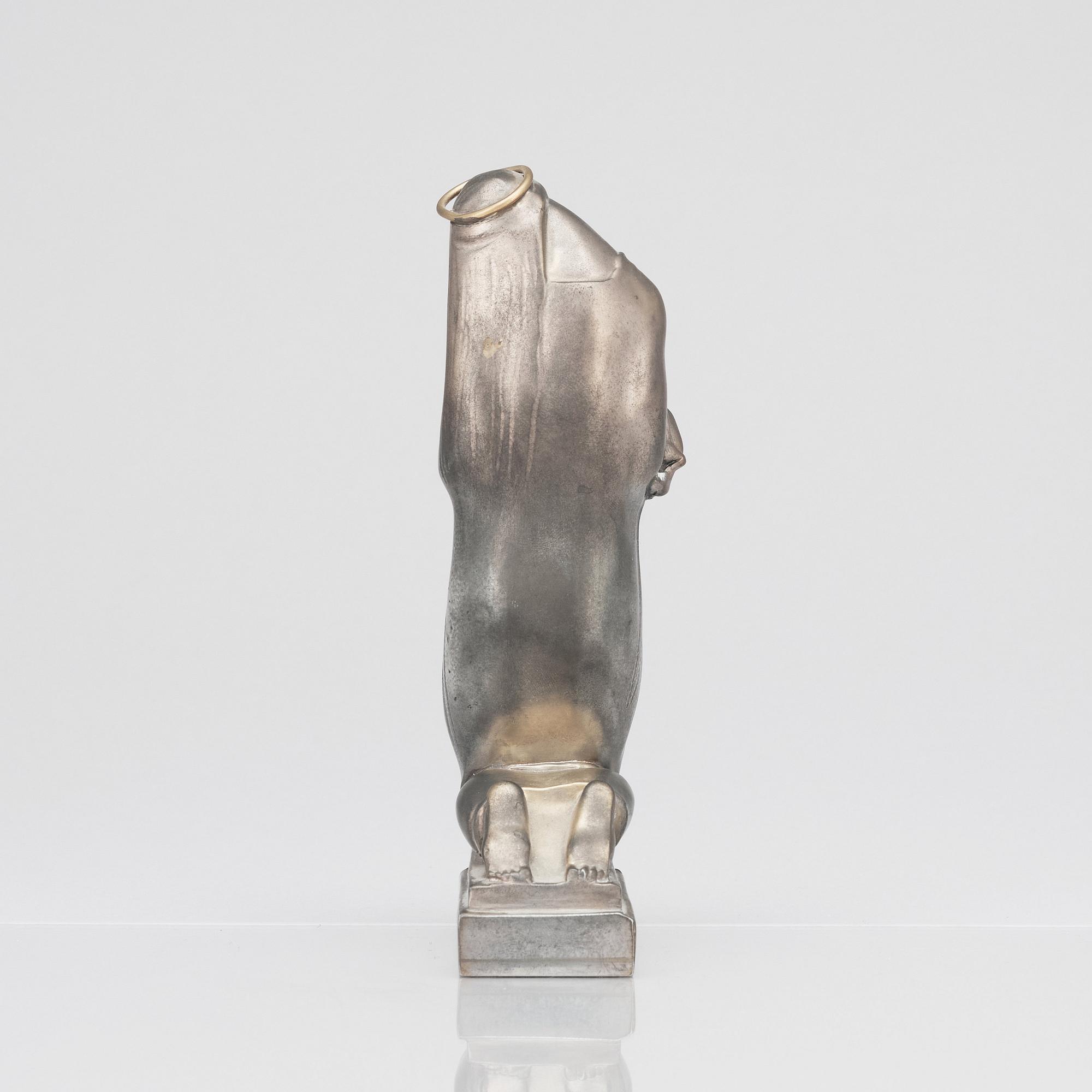 Thorwald Alef, a part gilt pewter sculpture 'Madonna and child', Firma Svenskt Tenn, Stockholm 1975.