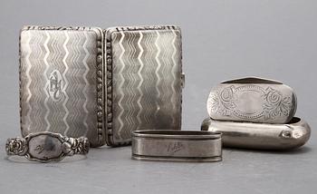 PARTI SILVER, 9 delar, bl a Nils Hellberg, Stockholm, 1792. Vikt 355 gram.