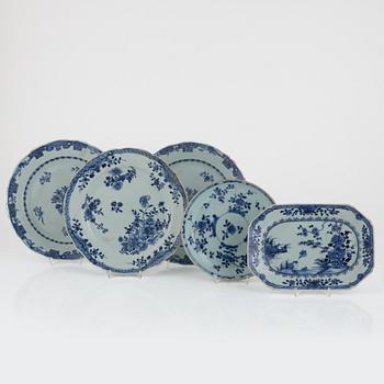 Fat, 5 st, porslin, Qingdynastin, Kina, 1700-tal.