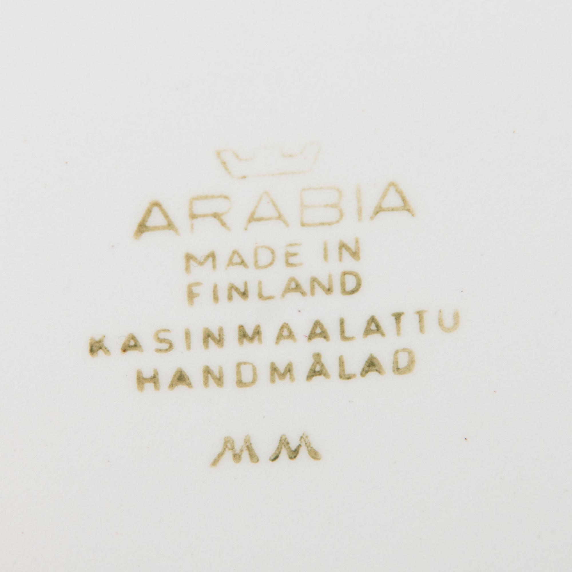 Four big tea cups with saucers, Arabia Finland 1964-1971.