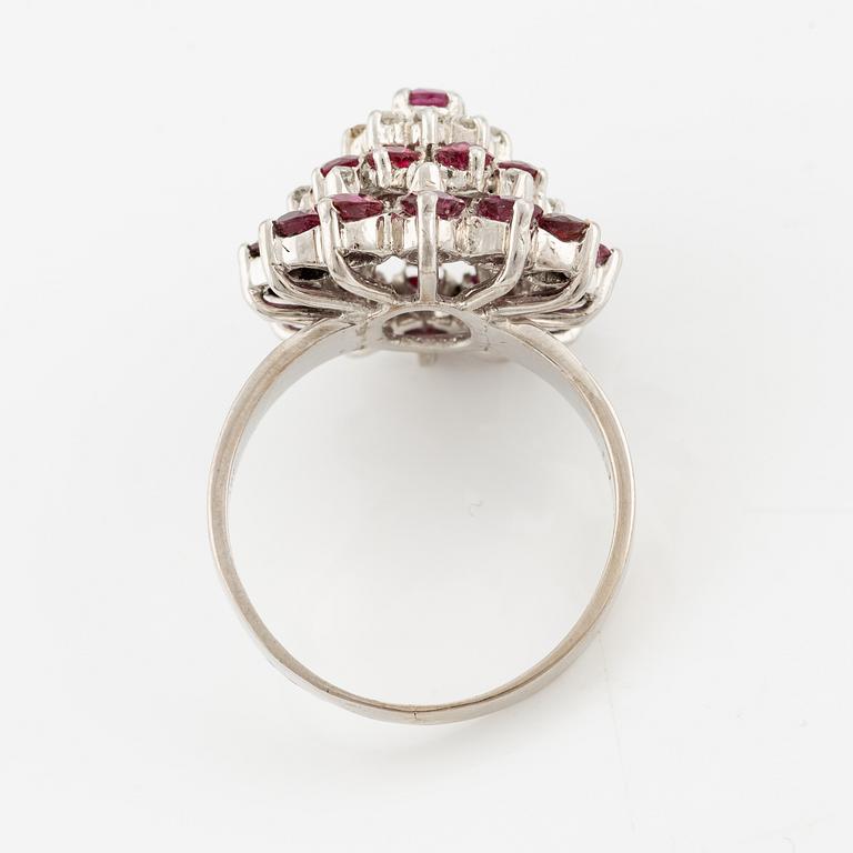 Ring, 18K white gold with rubies and small diamonds.