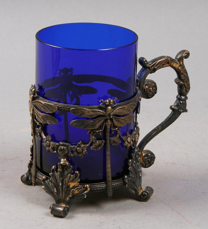 GLASHÅLLARE, silver och glas, Vladimirov, St Petersburg, Ryssland. 1800-talets slut.