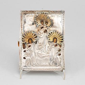 A Russian 19th century parcel-gilt silver icon, possibly Dimitry Ilyich Tverskoy, St. Petersburg 1841.