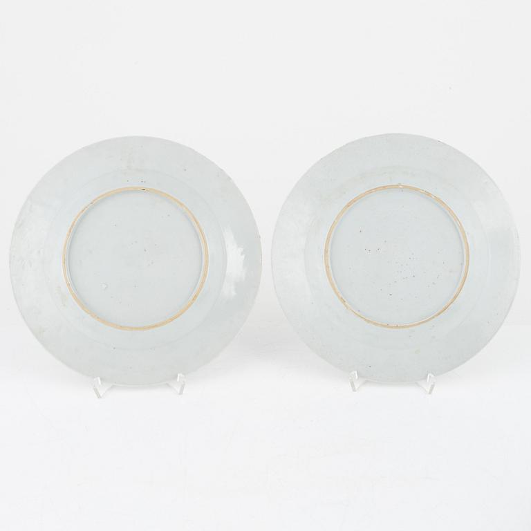 Three pairs of Famille rose plates, China, 18th century.