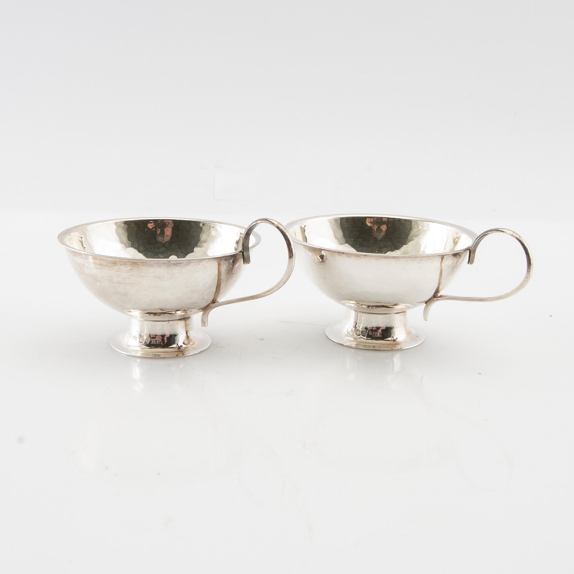Punch mugs, 12 pcs silver, GAB Stockholm and Eskilstuna 1967 and 1969.