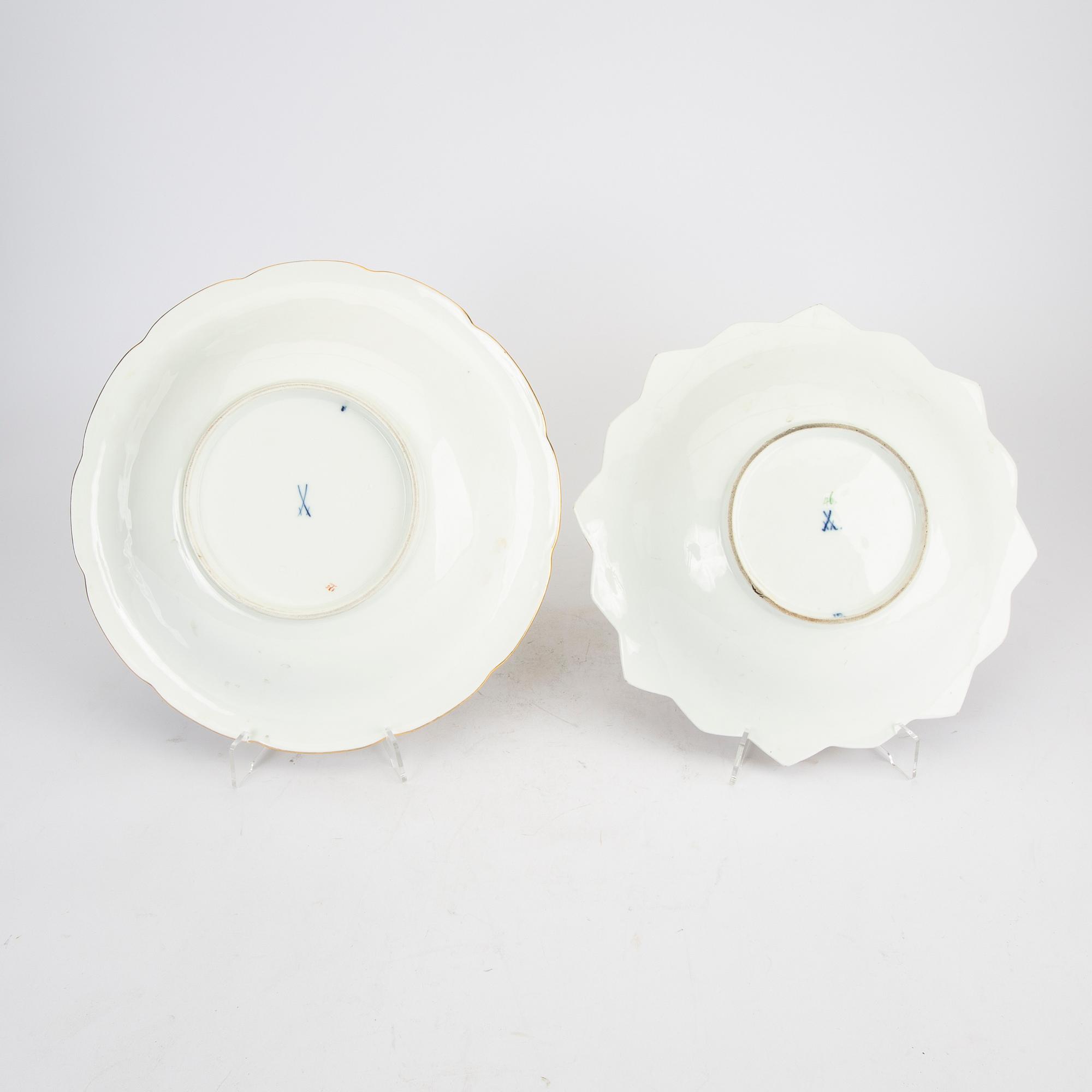 Skålfat 2 st., Meissen,18/1900-tal porslin.