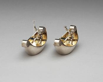 A pair of 19th century German silver salts, makers mark of G. Häberlein, Nürnberg.