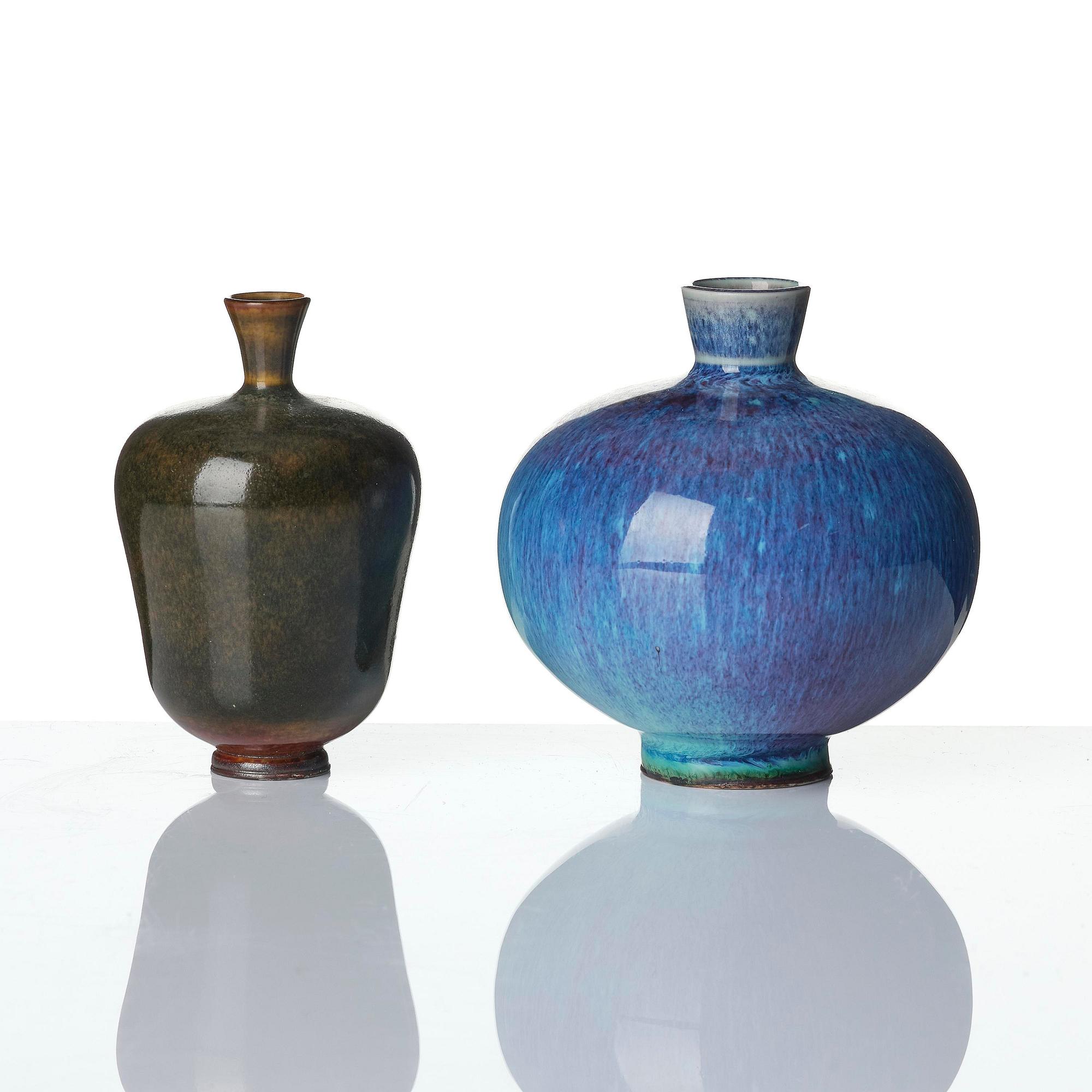 Berndt Friberg, a set of five stoneware vases and three bowls, Gustavsberg Studio 1969-76.