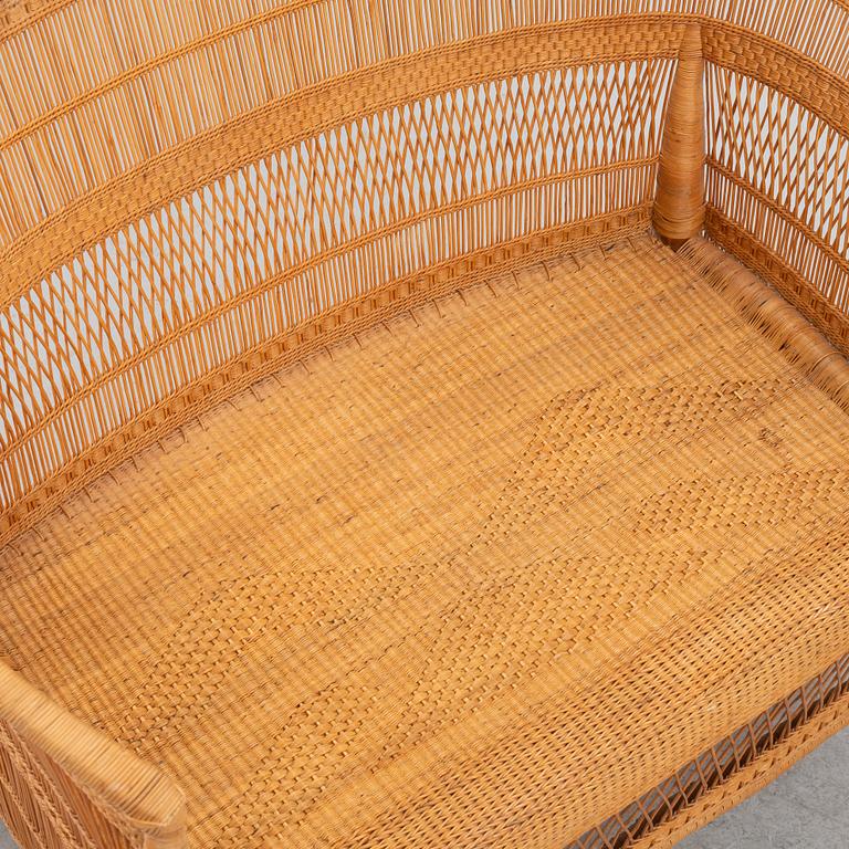 A rattan sofa and a pair of armchairs, second half of the 20th century.