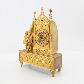 Neo-Gothic table clock, signed and dated in the work 1838.